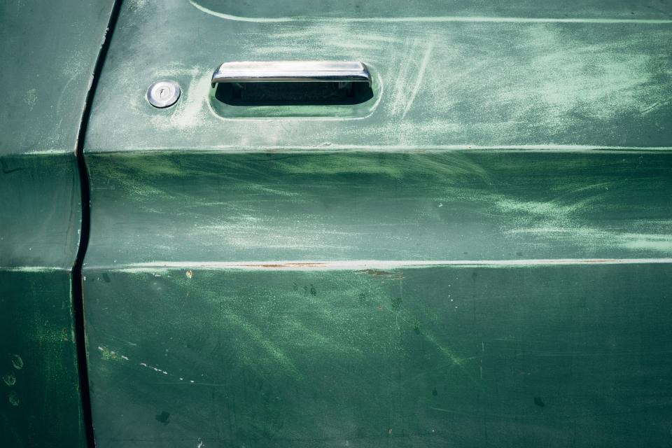 Side door panel showing a sharp bodyline crease